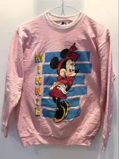 【希少】USA製　Disney ミニーマウス ロンT ピンク カレッジ風ロゴ