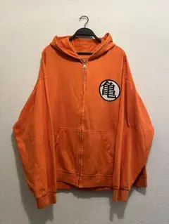 古着 ドラゴンボールZ パーカー 亀仙人 ジップアップ メンズ オレンジ L
