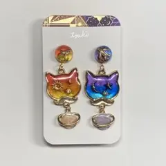 レジンピアス 猫と宇宙