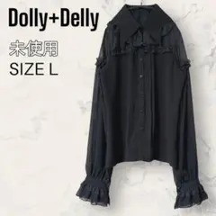 【未使用】Dolly+Delly シアー フリル ブラウス シースルー ブラック