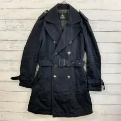 バーバリーブラックレーベル トレンチコート M 黒 チェック 牛革 中わた入り
