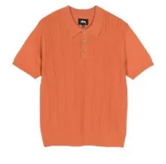 Stussy cable ss polo shirt orange ニットポロ Stussy cable ss polo - メルカリ