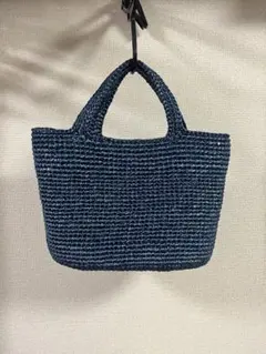 ネイビー編み物トートバッグ