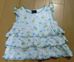 KUMIKYOKU FAM 蝶々柄 フリル ノースリーブ 90　ベビー服　女の子のサムネイル