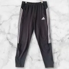 adidas ジャージパンツ サイドライン 裾ジップ テーパード 黒 Lのサムネイル