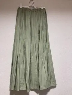 グリーン プリーツスカート 裏地付き