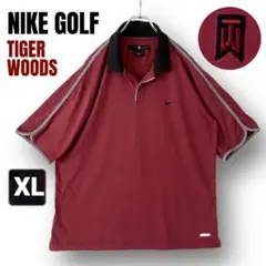 NIKE GOLF/タイガーウッズ★五分袖ゴルフシャツ★バーガンディ★メンズXL