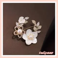 新品 上品 ブローチ パール 花 桜 ブローチ コサージュ  結婚式 参観日