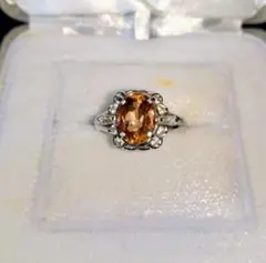 非加熱 パパラチアサファイア 1.355ct ダイヤ Pt900 リング 鑑別書 