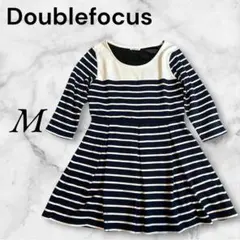 ボーダーミニワンピース　チュニック　七分袖　Mサイズ　ネイビー
