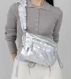 CTFK 撥水ギャザークロスボディバッグ シルバー