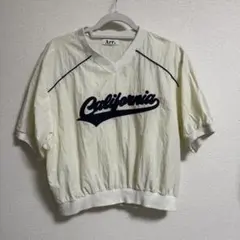 Californiaロゴ入りナイロン半袖Tシャツ アイボリー