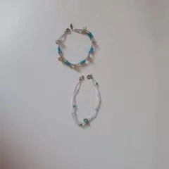 青と白のビーズ ブレスレット 2点セット