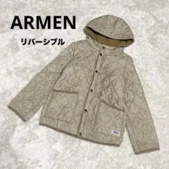 ARMEN　花柄　キルティング　フリース　リバーシブル　ジャケット　ベージュ系