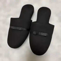 入卒園　ブラックリボン付きスリッパ
