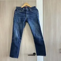 桃太郎ジーンズ インディゴ ストレートデニム 濃紺 セルビッチ 革 