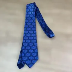LANVIN シルク ネクタイ 青 幾何学模様