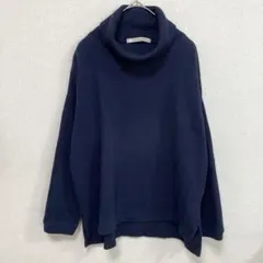 メルローズクレール タートルネック リブニット ネイビー