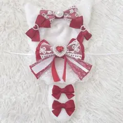 ぬい服 着ぐるみ ちびぐるみ 11cm ねこ 羽付き 赤 レッド