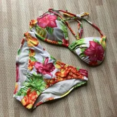ビキニ　ハイビスカス　上下セット　白　ホワイト　花　9M/M リゾート　海
