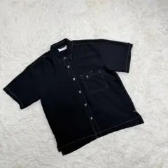 【美品】パブリックトウキョウ　半袖シャツ　黒ブラック　メンズ1　ステッチのサムネイル