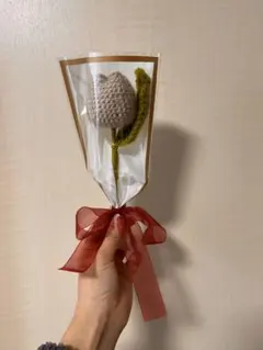 ベージュチューリップ かぎ編み 枯れない花