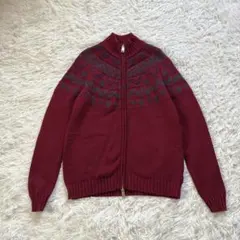 美品✨アルマーニエクスチェンジ フェアアイル柄 ニット M メンズ ジップアップ
