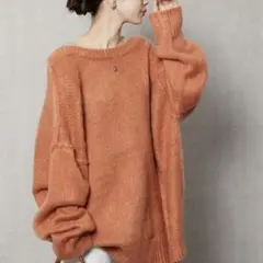 フリークスストア 深Vネック シャギー ニット 2way カーディガン オレンジ