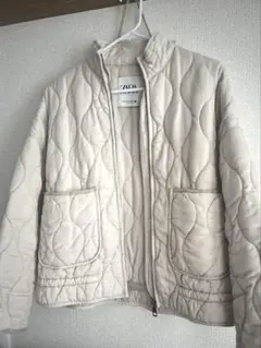 ZARA アイボリー キルティングジャケット