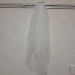 ホワイトウェディングベール 二層構造 コーム付き