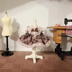 【ハンドメイド】ピンク×ブラウンチェックワンピース＊女の子サイズ