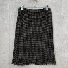 iCB ひざ丈スカート フリンジ L相当 ブラウン 伸縮性無 レディース