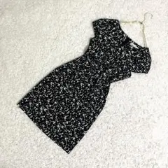 日本製❗️上品見えワンピ【ロペ】総柄リヨセル混　半袖レディースワンピース M