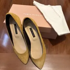 FABIO RUSCONI イエローポインテッドトゥフラットシューズ　37