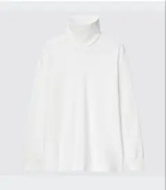 タートルネックTシャツ L白ソフトタッチタートルネックT（長袖）