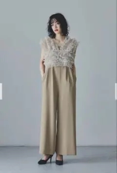 フリルチュールベスト付きピンクパンツドレス - メルカリ