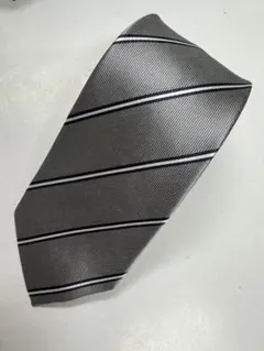 PERSON'S FOR MEN グレー ストライプ ネクタイ　シルク
