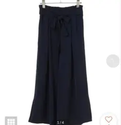 earth music&ecology ネイビー ワイドパンツ リボン付き