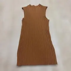 ノースリーブ ハイネック リブニット オレンジ