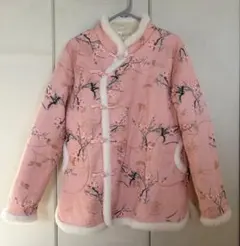 桜の花柄ピンクファー付きジャケット