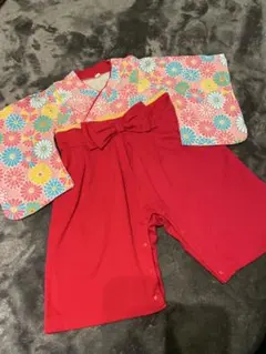 花柄着物　ロンパース　着物ロンパース