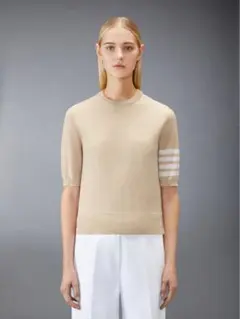 THOM BROWNE トムブラウン 4bar 半袖ニット 白 - メルカリ
