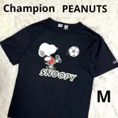 美品 チャンピオン ピーナッツ スヌーピー ネイビー Tシャツ サッカー Mのサムネイル