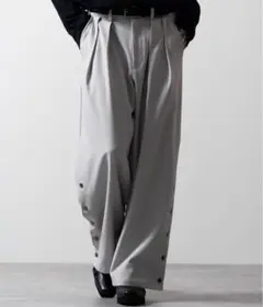 CLEL マルチシルエット ルーズサイドボタンパンツ ライトグレー S