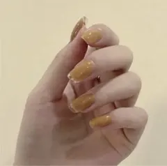 ラスト1点　ネイルチップ　フレンチライン　黄色　24枚　K17 粘着テープ付き