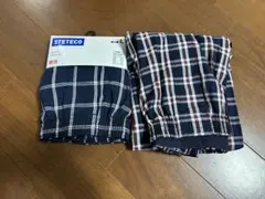 STETEC ネイビー チェック柄 ステテコ 2枚セット