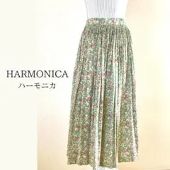 ハーモニカ　花柄　ロングスカート　Sサイズ　ヴィンテージ