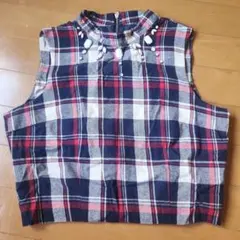 CECIL McBEE　チェック柄ノースリーブトップス