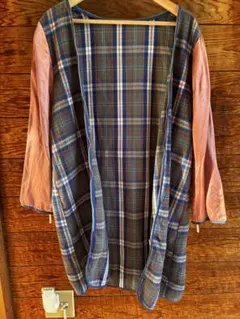 チェック柄長袖インナーコート　古着