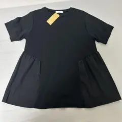 未使用品☆BELLUNAレディース　ギャザー切替デザイン細見えチュニック(黒)のサムネイル